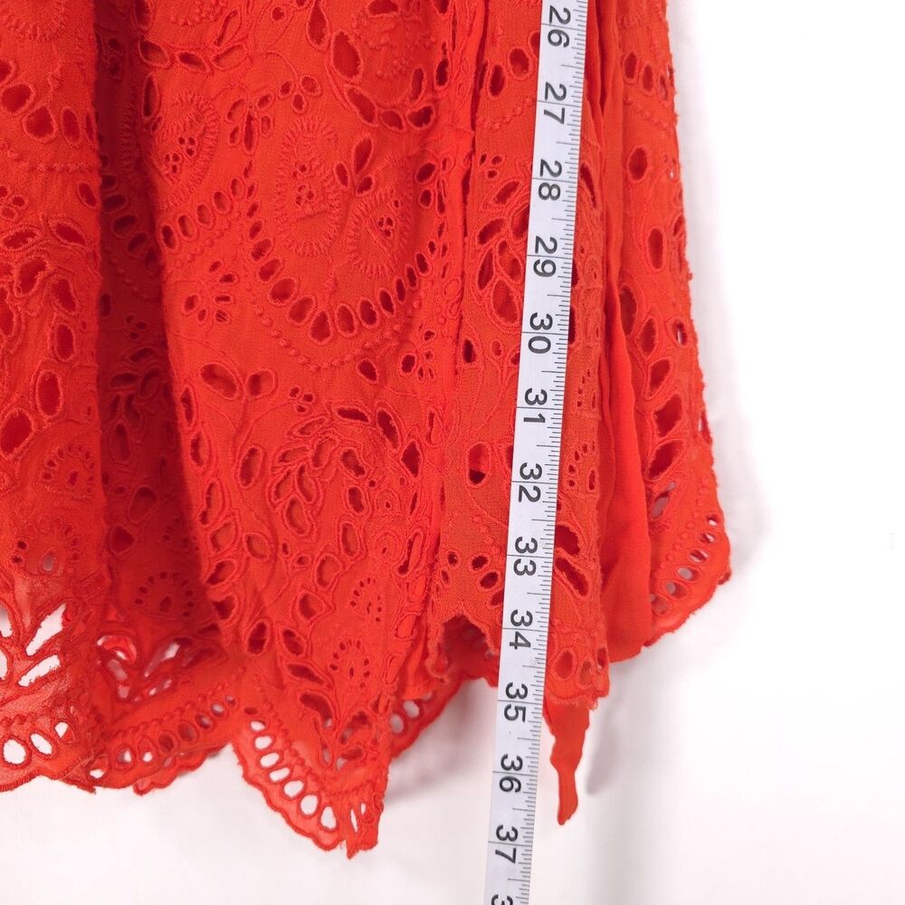 ALLSAINTS Women’s Mini Dress US 8 Eyelet Embroidered Wrap Orange AS305897R - Picture 5 of 10